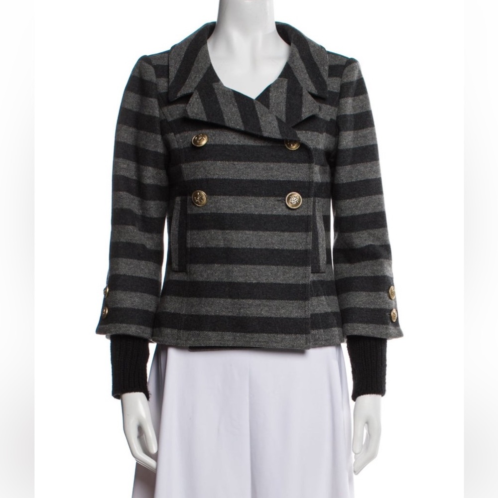 Smythe Grey Stripe Double Breasted Jacket Coat size 4